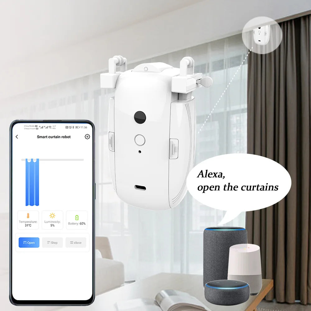 Electric Curtain Motor, Smart Home Curtain Assistant, Automatic Companion For Living Room, Bedroom Office Saving Time And Effort